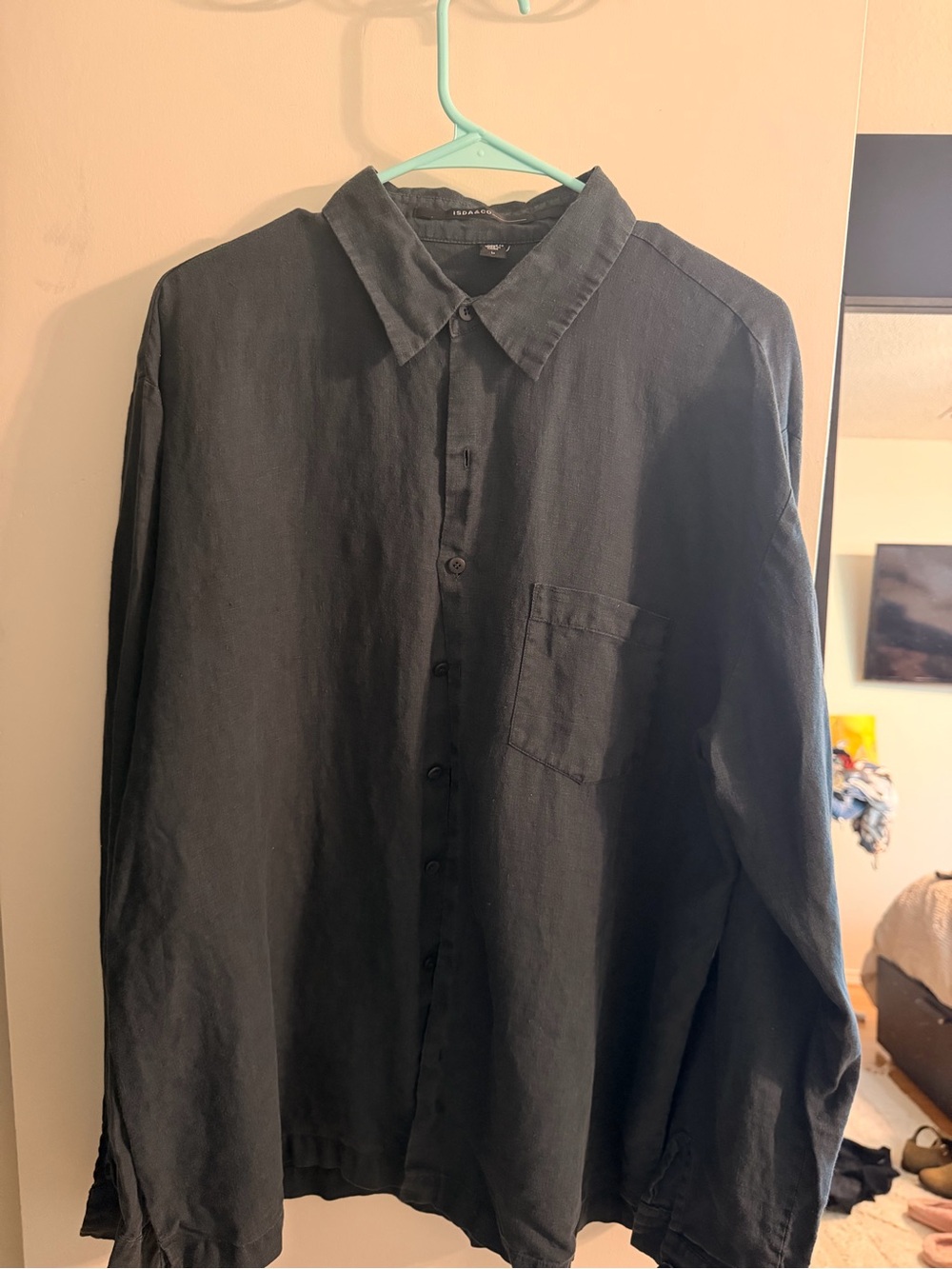 Men's blue  Casual Button-Down Shirt - Classic Long Sleeve